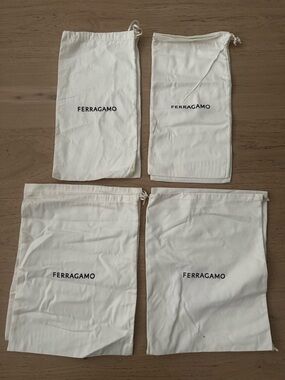 Salvatore Ferragamo Cream Dust Bags Set of 4- 2 womens and 2 mens